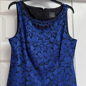 Elegant Jeweled Adrianna Papell Blue Floral Dress